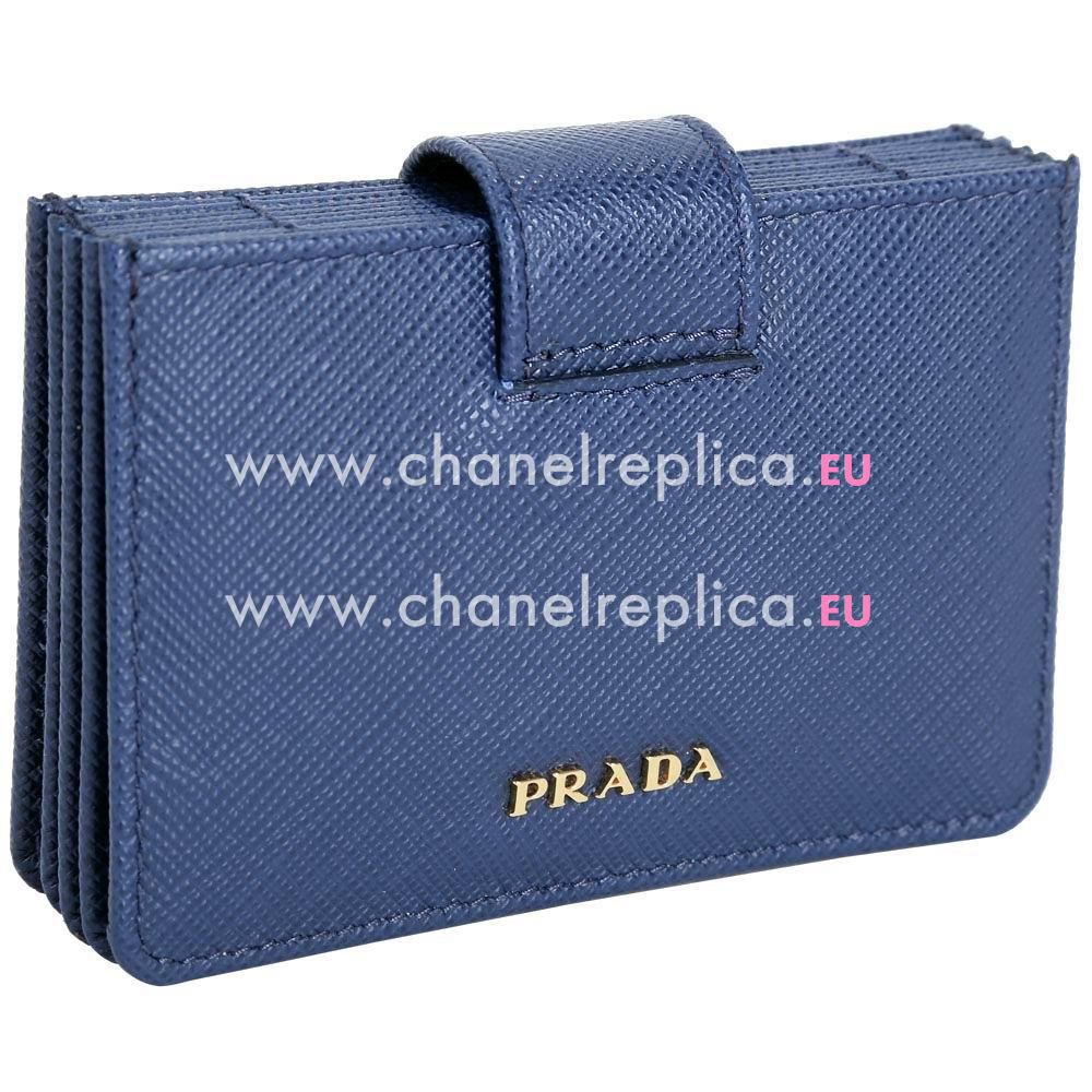 Prada Saffiano Relievo Logo Calfskin Card Bag Blue P7021310