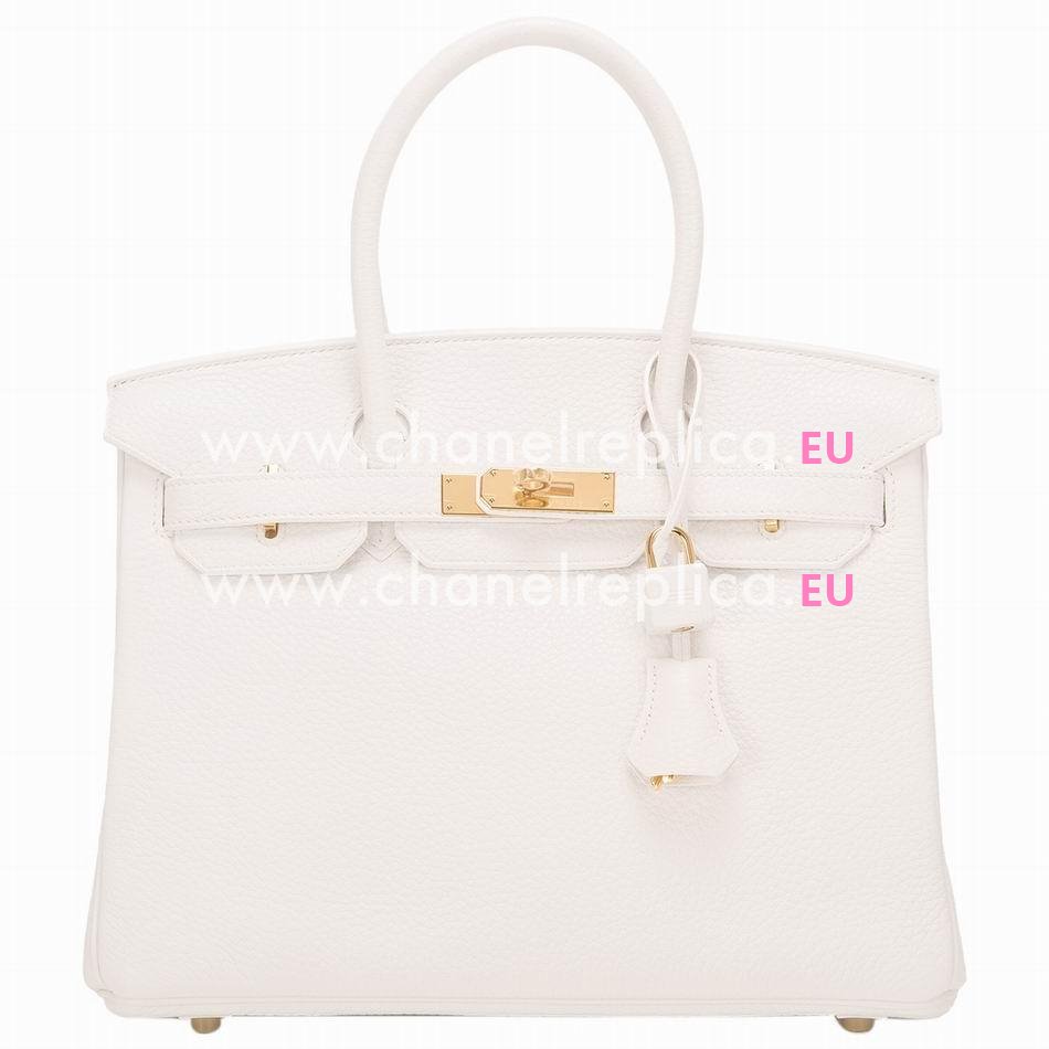 Hermes Birkin 30cm White Clemence Leather With Gold Hardware H1030WBG