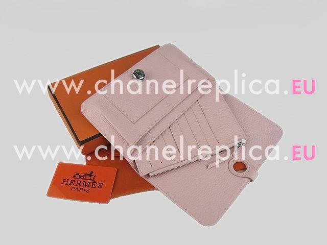 Hermes Dogon Clemence Leather Wallet In Pink HL.001B