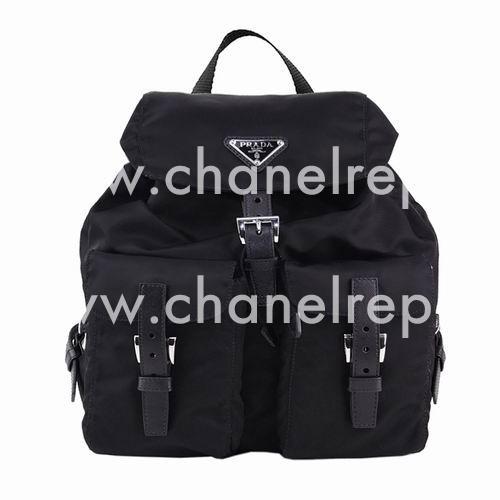 Prada Zainetto Classsic Buckle Triangle Logo Nylon Backpack Black PR29B746