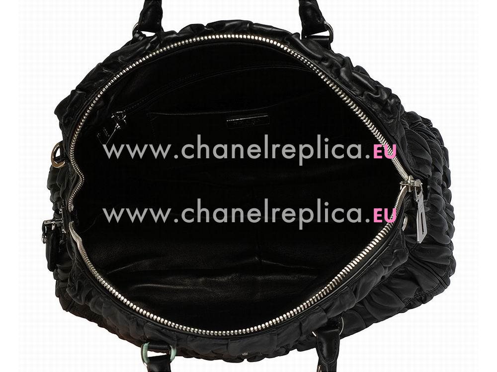 Prada Nappa Gaufre embossed Large Bag In Black PB1336L