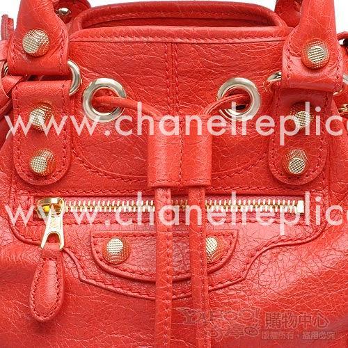 Balenciage Pompon Lambskin Gold hardware Classic Mini Bag Coral B4200339