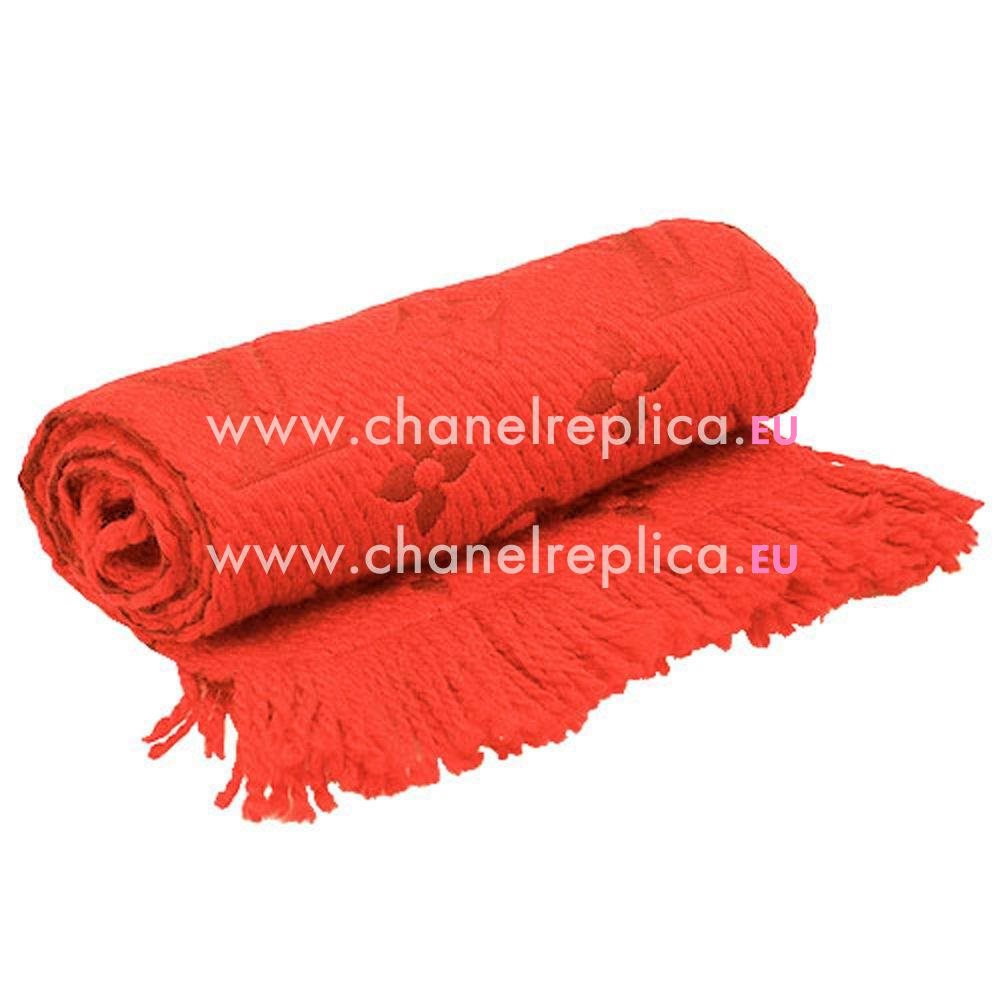 Louis Vuitton Logomania Shine Silk Wool Scarf Red M75701