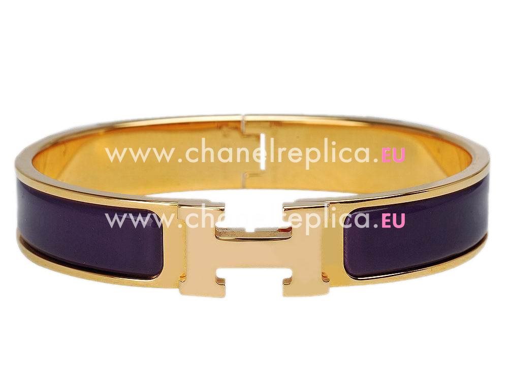 Hermes Click H Logo Enamelled Bracelet Rose Purple & Gold H58965