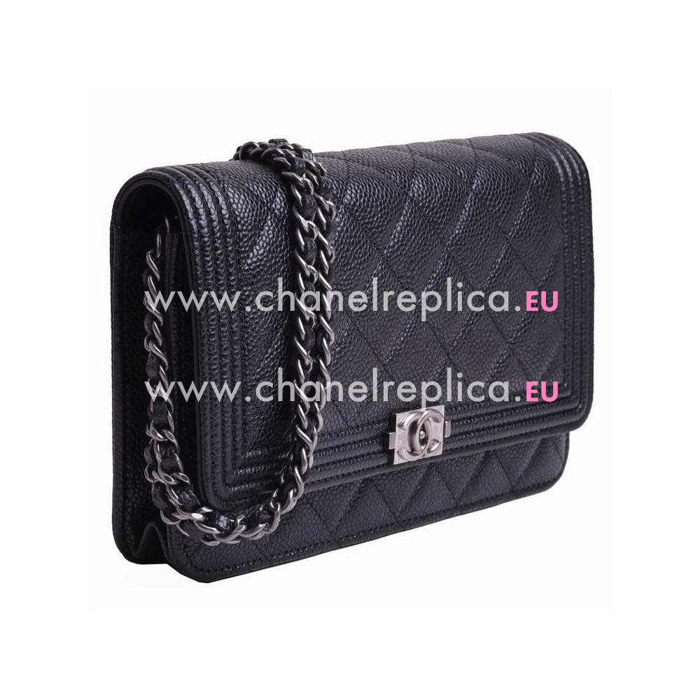 Chanel Caviar Anti-Silver Chain Boy Woc Bag Black A338144B