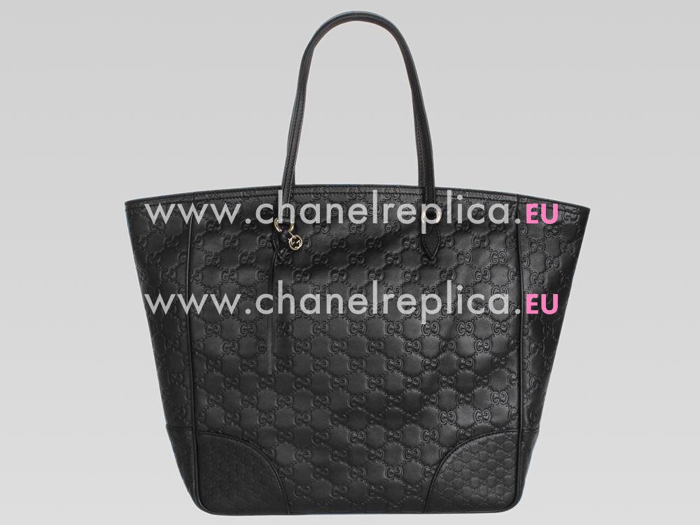 Gucci 2013 GG Logo Embossed Leather Handbag In Black GU455672