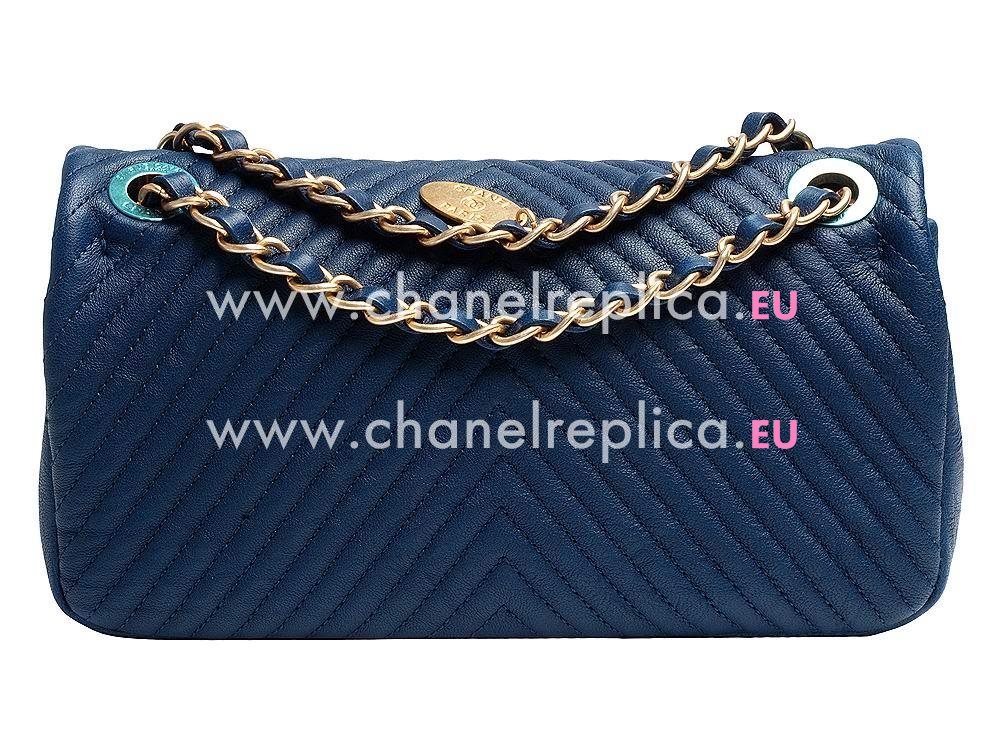 Chanel Calfskin Herringbone Mini Coco Flap Bag (Deep Blue) A704573