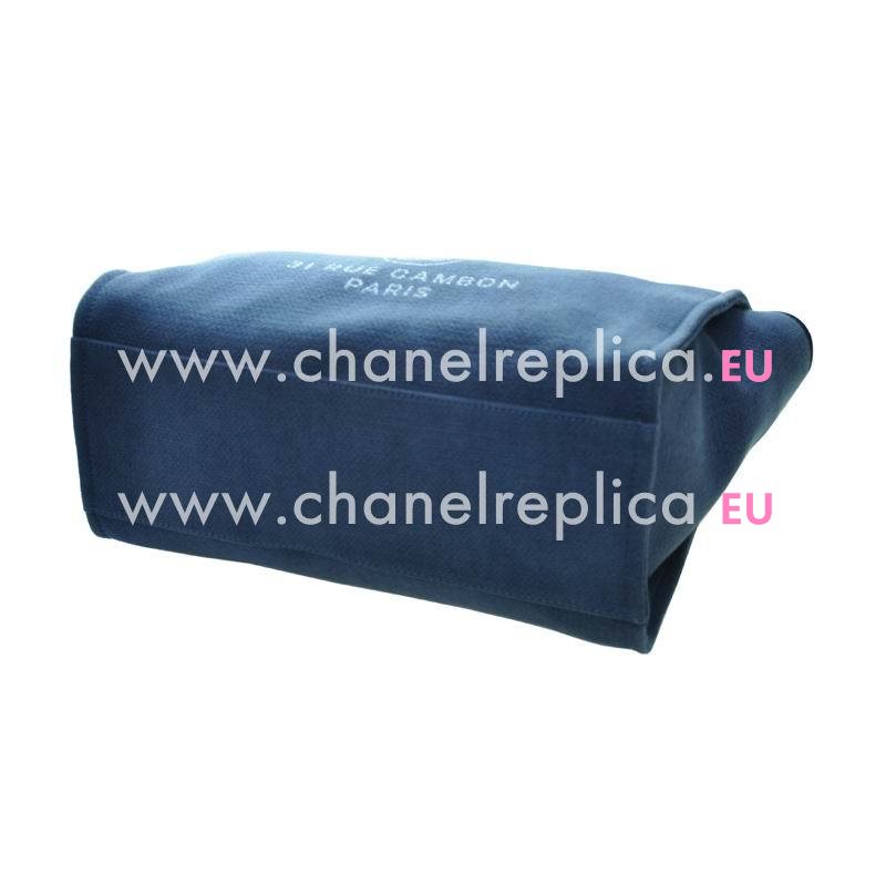 Chanel Denim Canvas Weave Shopping Beach Bag Blue C7032904