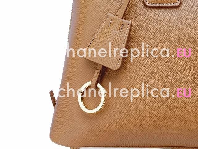 Prada Saffiano Lux Triangle Logo Plate Caramel P415569