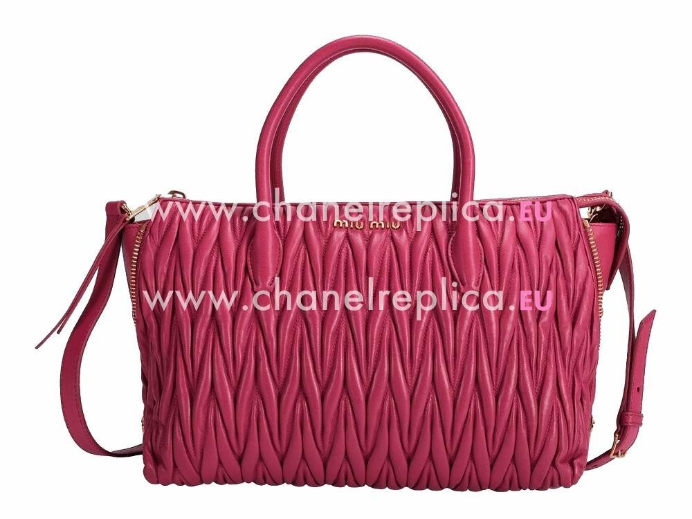 Miu Miu Matelasse Lux Nappa Leather Handbag Rose Red RN1018
