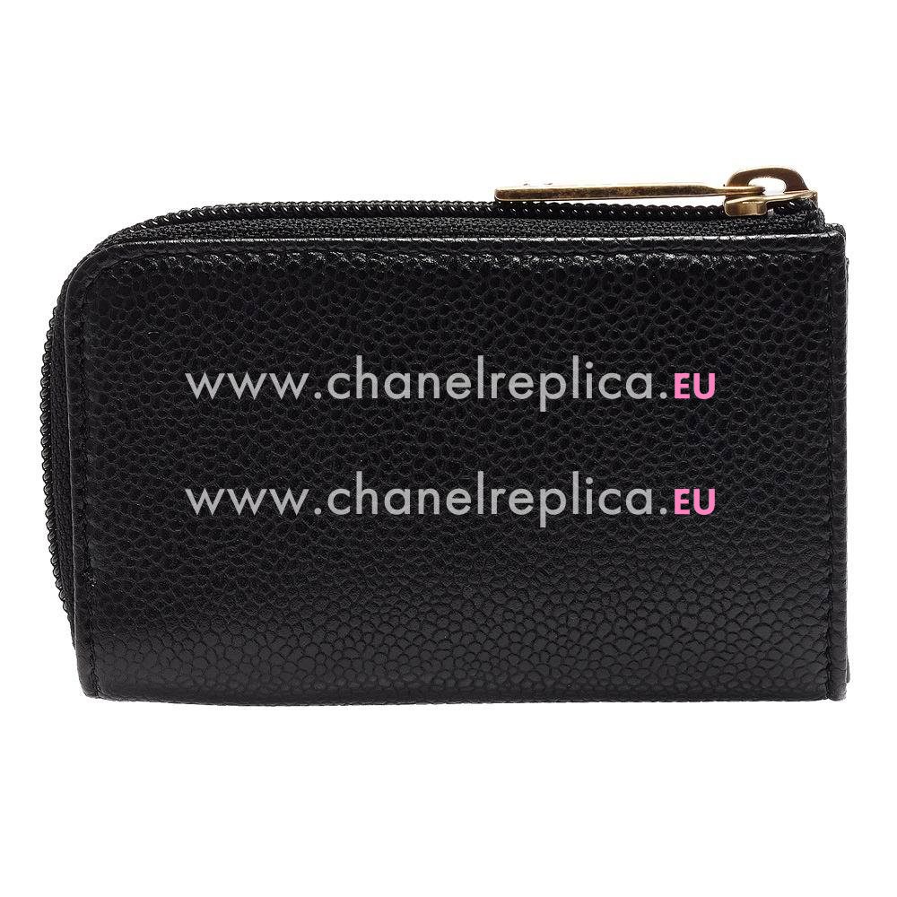 CHANEL Classic CC Caviar Calfskin Change Wallet In Black C6122508
