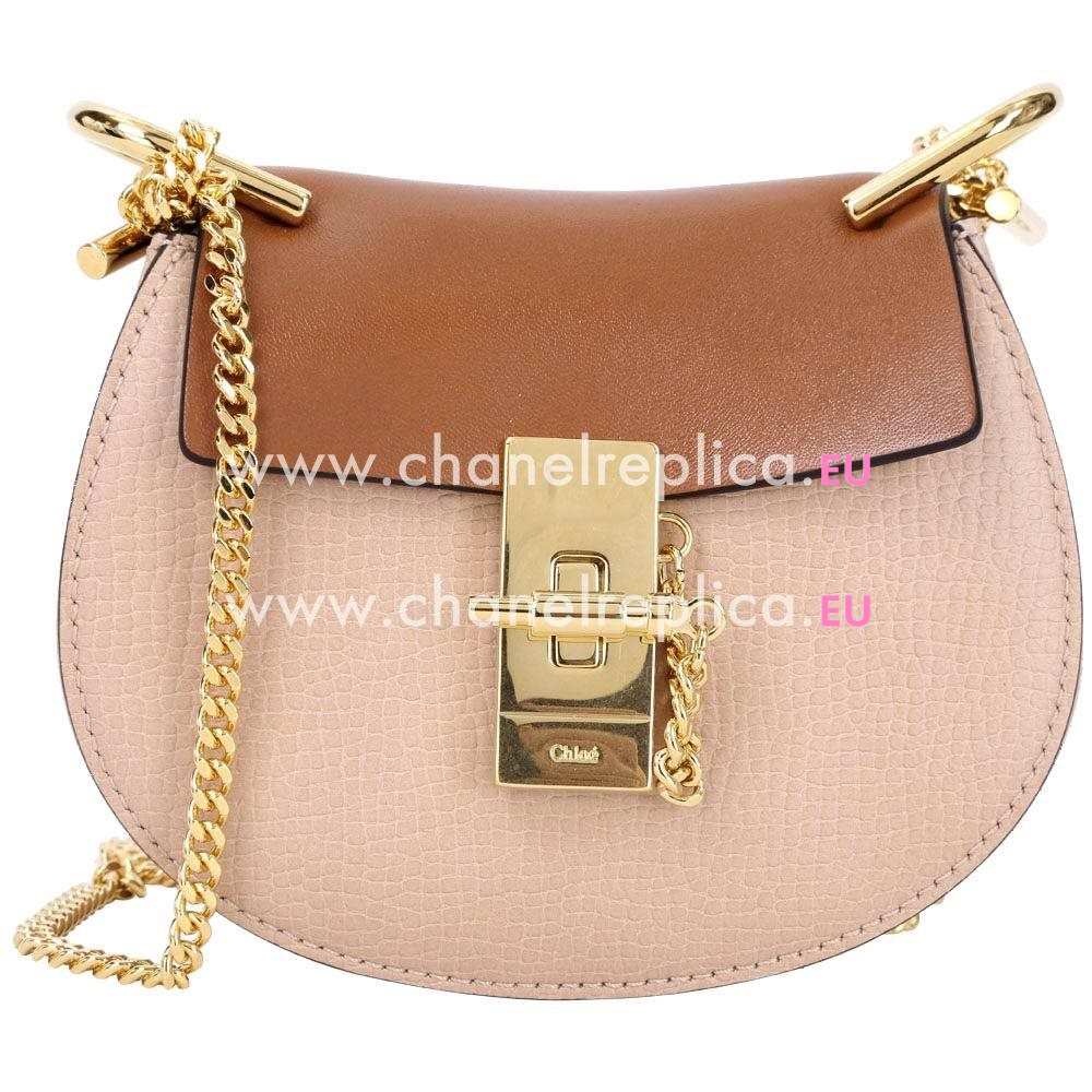 Chloe Drew Grain Leather Golden Chain Bag Pink Brown C55649961