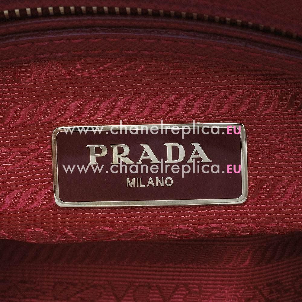 Prada Lux Saffiano Classic Triangle Logo Cowhide Handle/Shoulder Bag Burgundy PR5318079