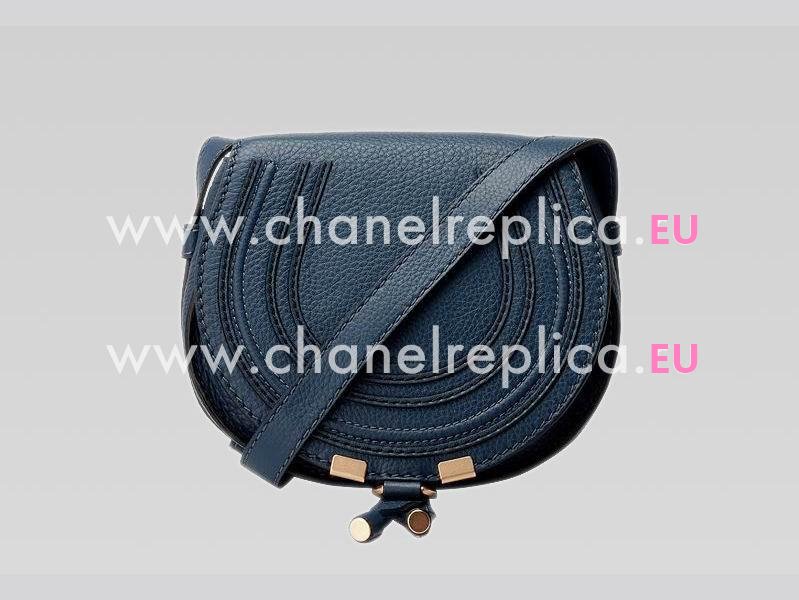 CHLOE Nano Marcie Calfskin Saddle Bag Royal Navy C483355