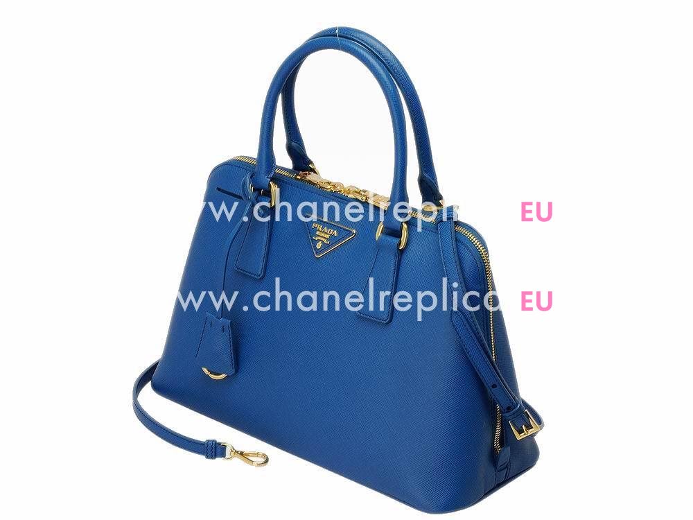 Prada Lux Saffiano Classic Triangle Logo Cowhide Handle/Shoulder Bag Blue P469220