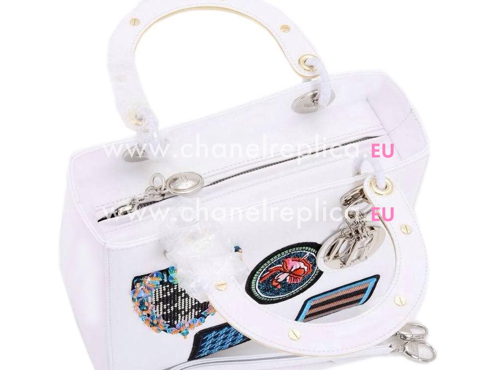 Lady Dior Lambskin With Medals Bag In White 164836