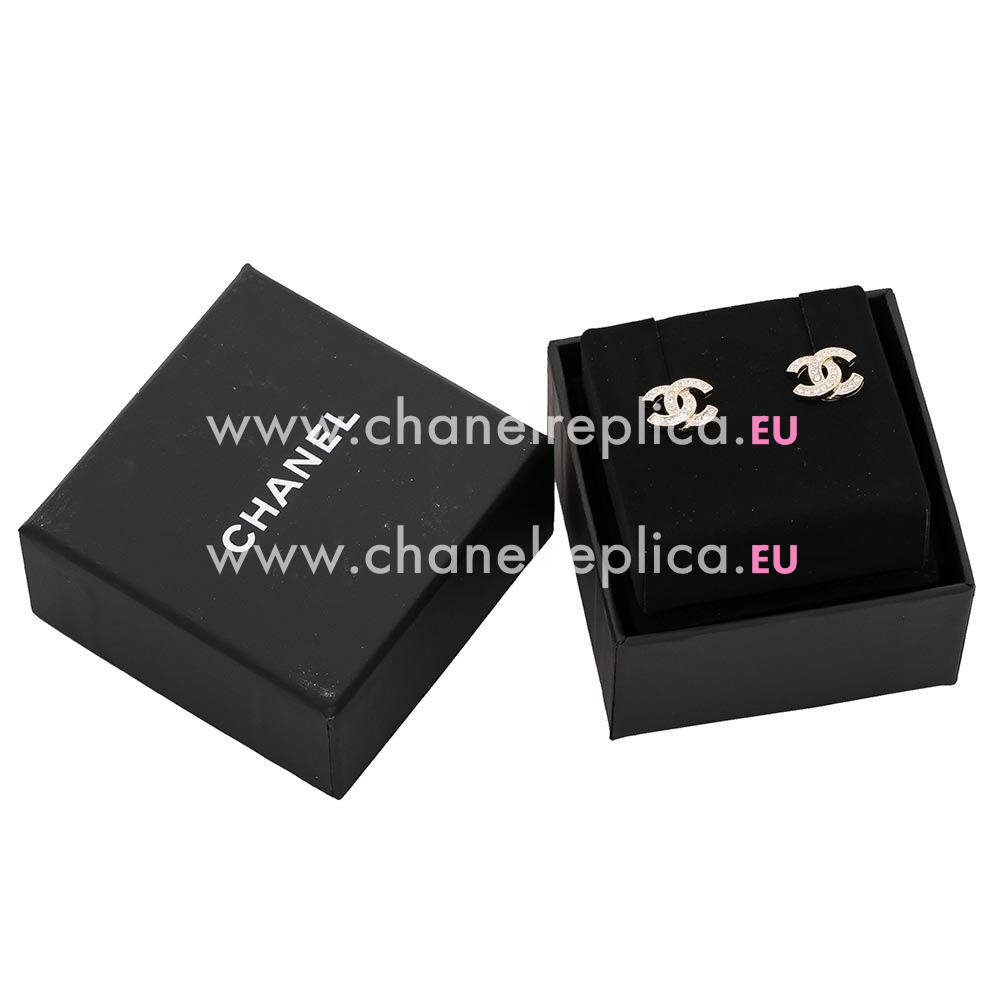 Chanel CC Logo Metal/Crystal Small Earring Gold FA555076