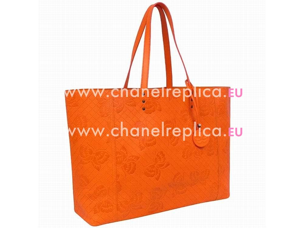 Bottega Veneta Classic Nappa Leather Woven Bag Orange BV71F5F5