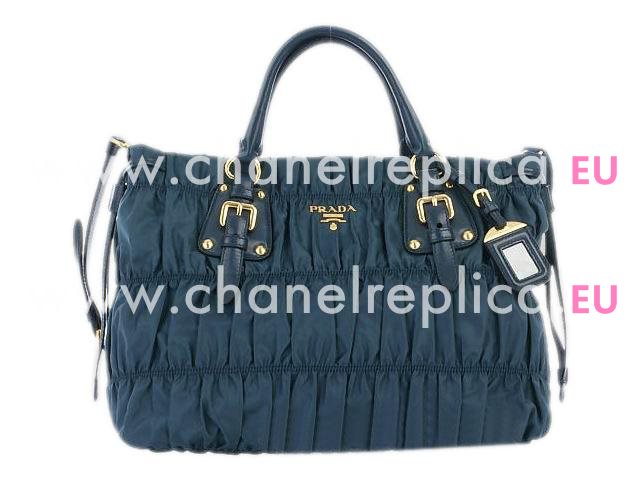 Prada Gaufre Lambskin&Nylon SHouder/Handbag In Blue P344831