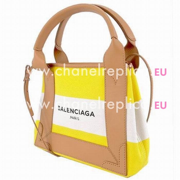 Balenciaga Navy Cabas XS Canvas Bag Yellow B6112205