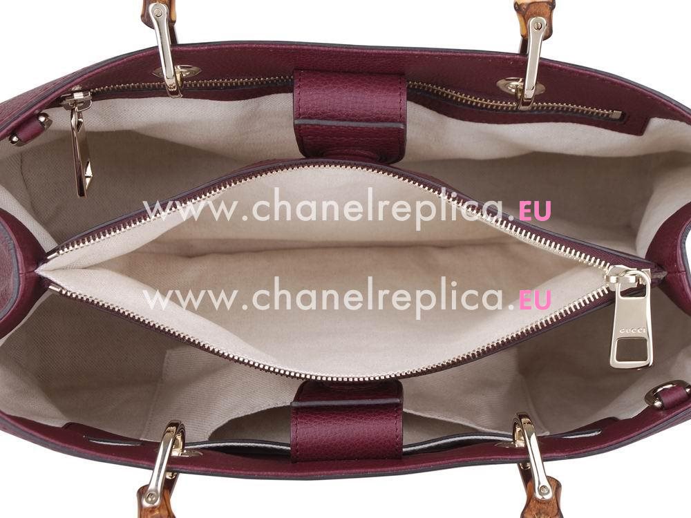 Gucci Bamboo Swing Calfskin Handle Bag In Purple Red G541914
