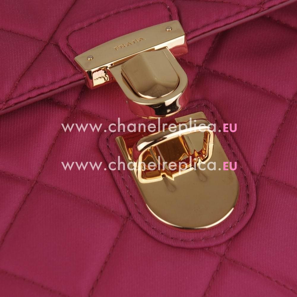 Prada Teaauto Saffiano Classic Triangle Logo Nylon Chain Shoulder Bag Peach PR552520