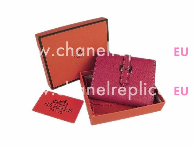 Hermes Classic Clemence Leather Beant Purse Red H0006E
