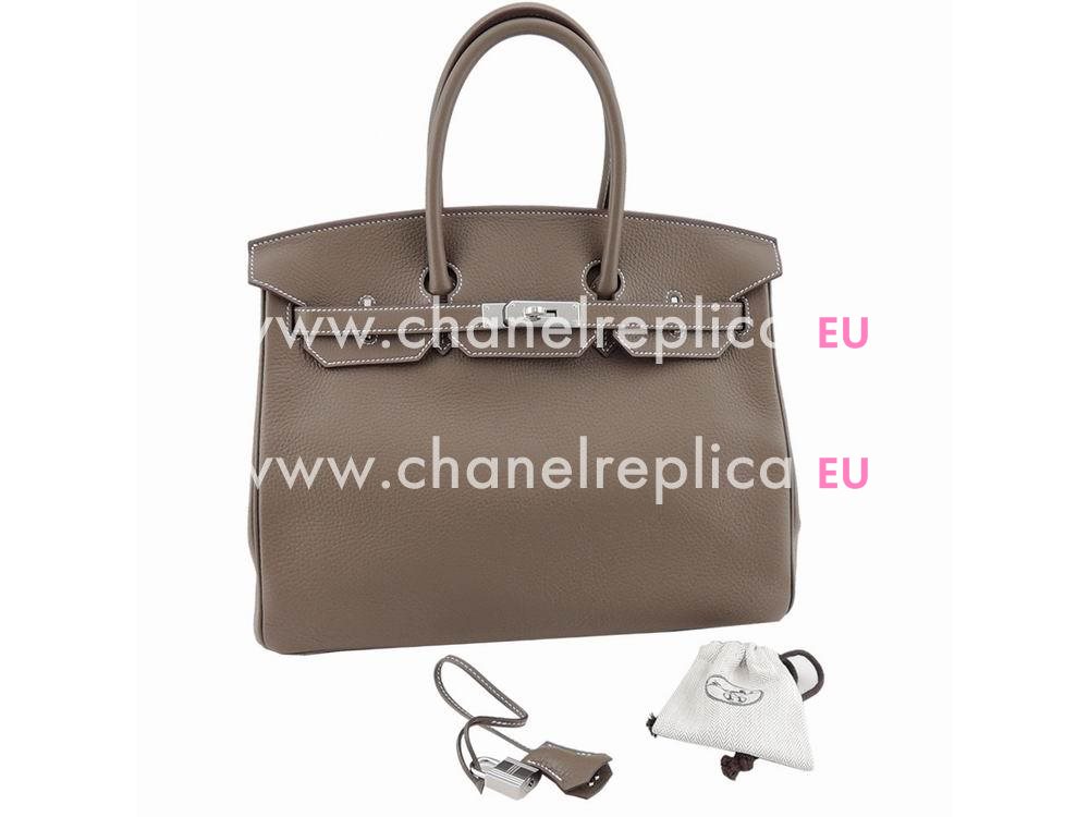 Hermes Birkin 35 Clemence Etoupe Palladium Hardware Hand Sew H1035NFD