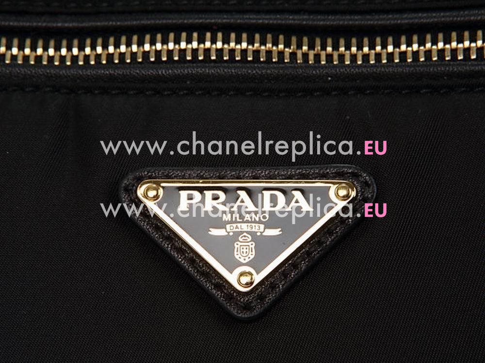Prada Teaauto Saffiano Classic Triangle Logo Nylon Handle/Shoulder Bag Black PBN2282