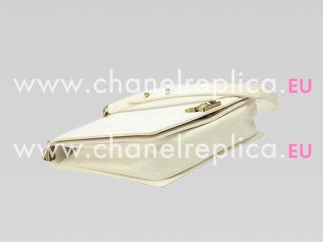 Chanel Boy Jumbo Lambskin Bag Antique-Gold Hardware Ivory A33288