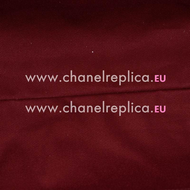 Chanel Bright Red Denim Canvas Toile Bag Silver Chain A67001