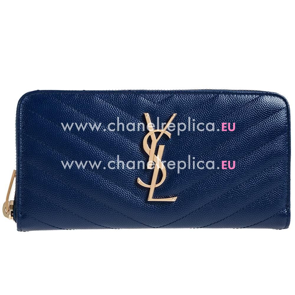 YSL Saint Laurent Caviar Calfskin Y Wallets In Blue YSL5783225