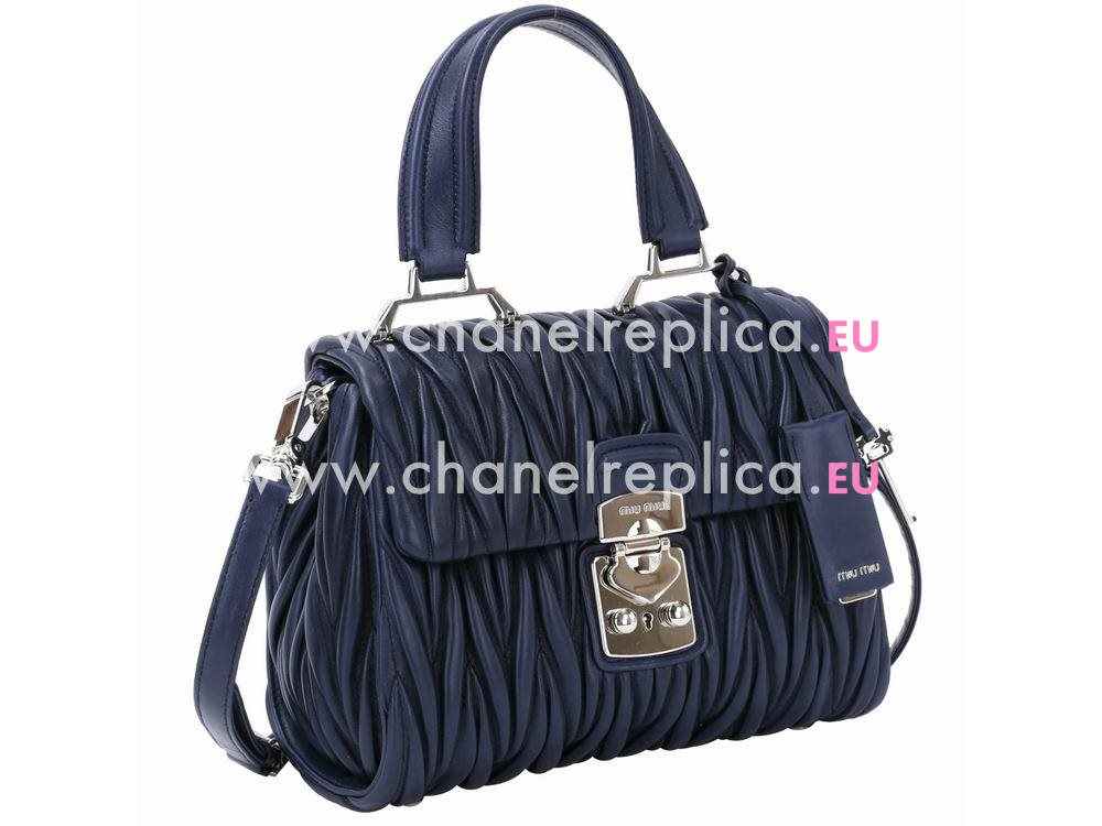 Miu Miu Large Matelasse Lux Nappa Bag Blue MI54768