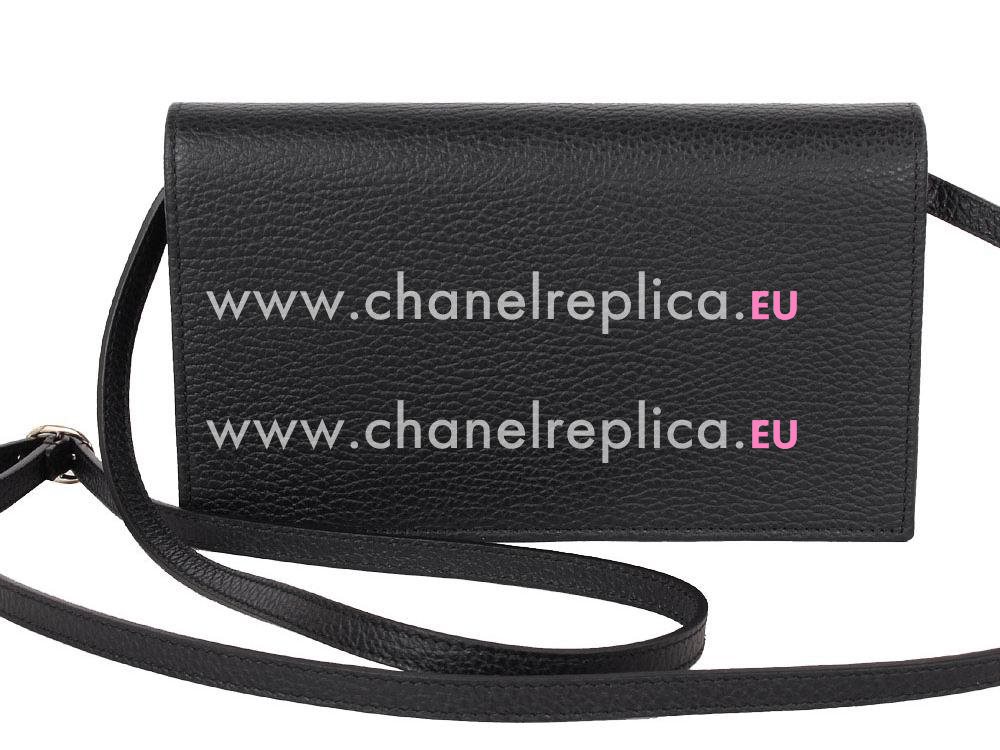 Gucci Classic GG Calfskin Leather Clutch In Black G368231