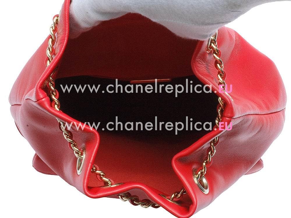 Chanel 2016 Lambskin Gold Metal Backpack In Red A94417 Y04059 2A996