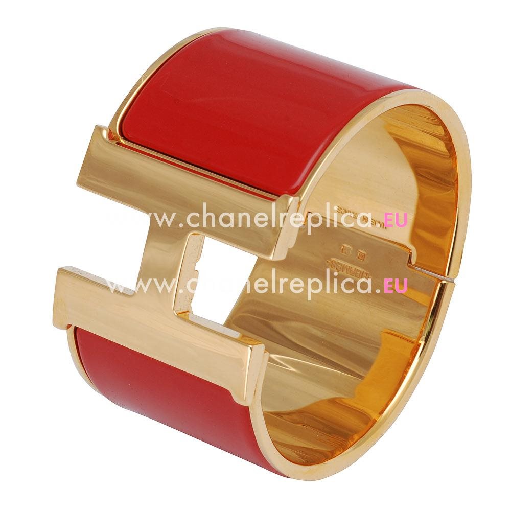 Hermes Enamelled Click H Logo Q-Bracelet Rose Gold/Red HC411073