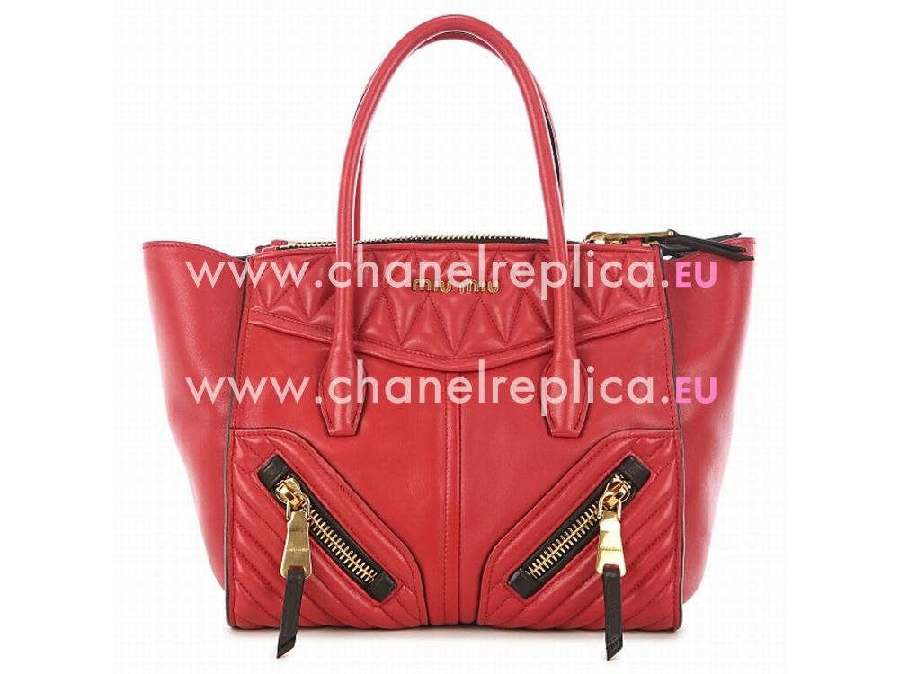 Miu Miu Nappa Biker Tote Bag In Red RN1032RE