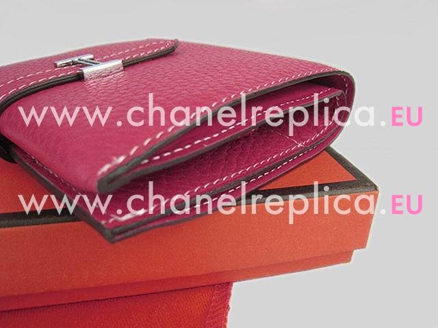 Hermes Classic Clemence Leather Beant Purse Red H0006E