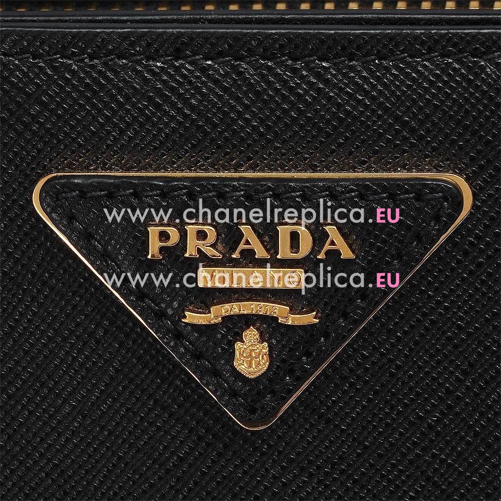 Prada Soft Saffiano Triangle Logo Cowhide Bag Black PR588124