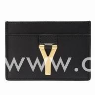 YSL Saint Laurent Ligne Y Macho Calfskin Cardcase In Black YSL5156014