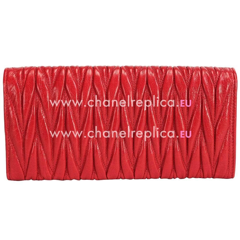 Miu Miu Matelassé Wallet In Red MM5111328