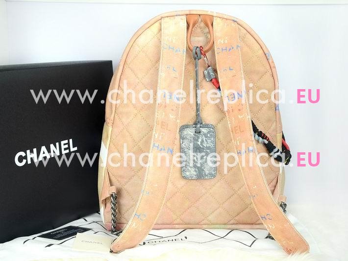 Chanel Large Graffiti Printed Canvas Backpack Khaki A362410