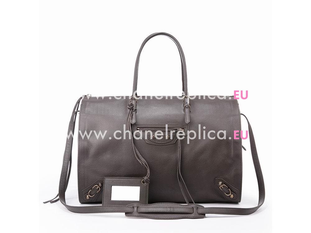 Balenciage Papier Bolster Calfskin Silvery hardware Bag Brown B14050799