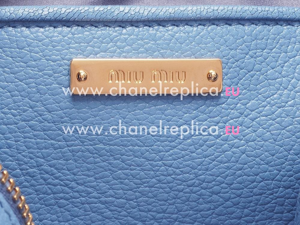 MIU MIU Pebble-finish Madras Piccole Borse Light Blue 5BH541