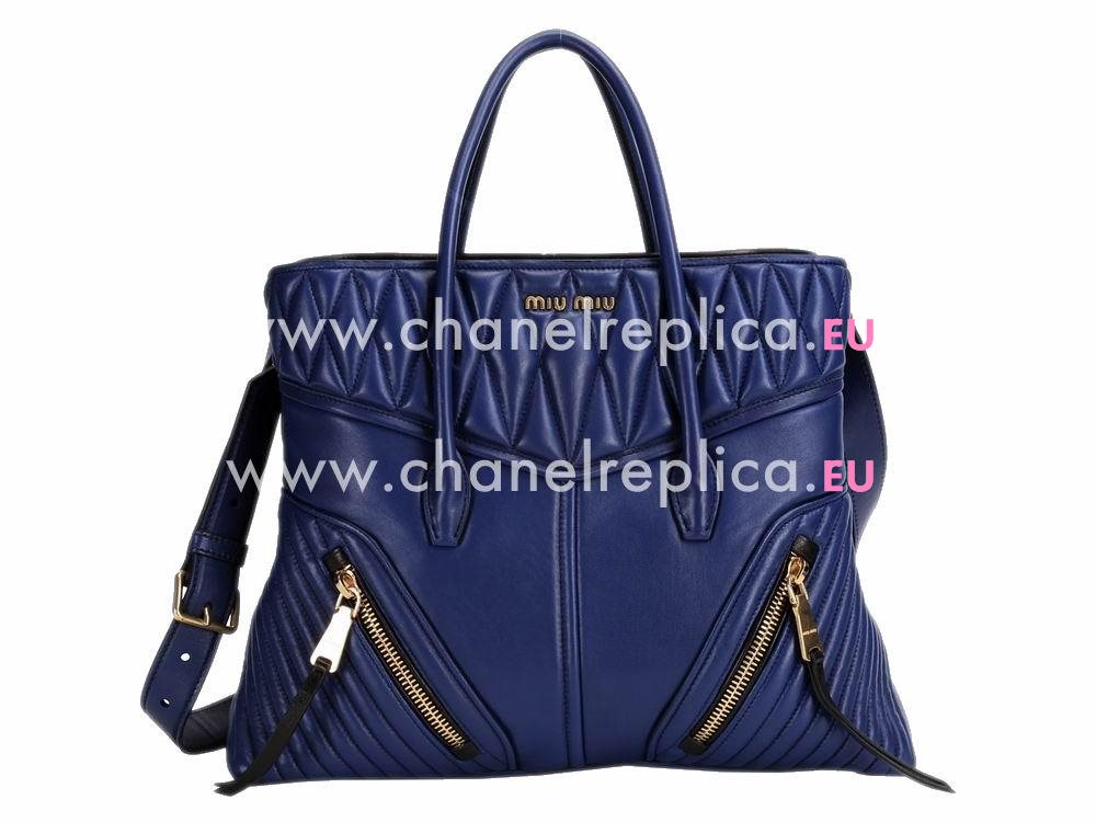 Miu Miu Nappa Biker Tote Bag In Blue RN1032BL