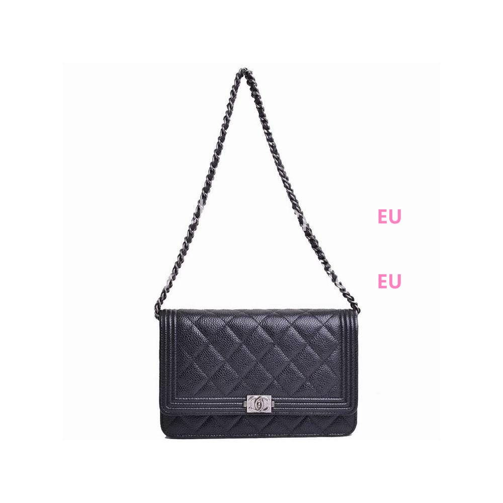 Chanel Caviar Anti-Silver Chain Boy Woc Bag Black A338144B