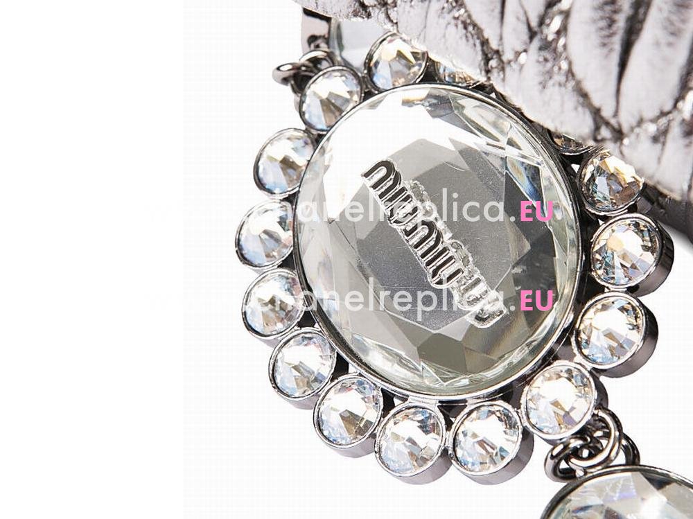 Miu Miu Nappa Crystal Clutch Bag Silver Color RP0233 FVJ F0135