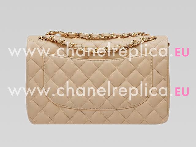 Chanel Beige Lambskin Jumbo Double Flap Bag Golden Chain A28600AG