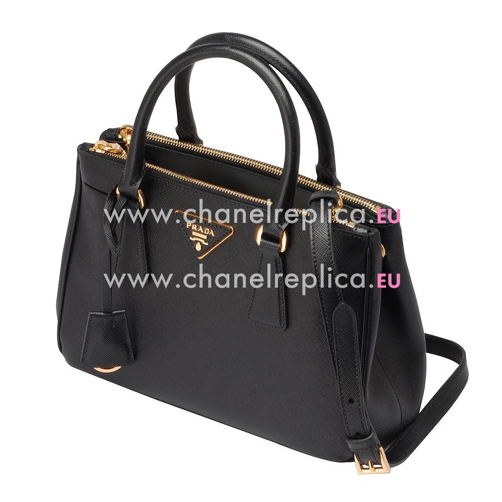 Prada Saffiano Lux Triangle Logo Small Bag In Black PR506589