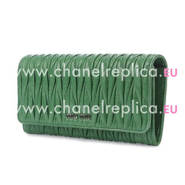 Miu Miu Matelassé Nappa Wallet In Green MM5199168